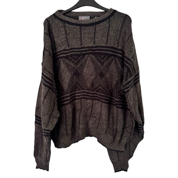 Anchor Blue Vintage Cosby Sweater Green Black Geo Print Men’s Size Medium Dad - Picture 1 of 5